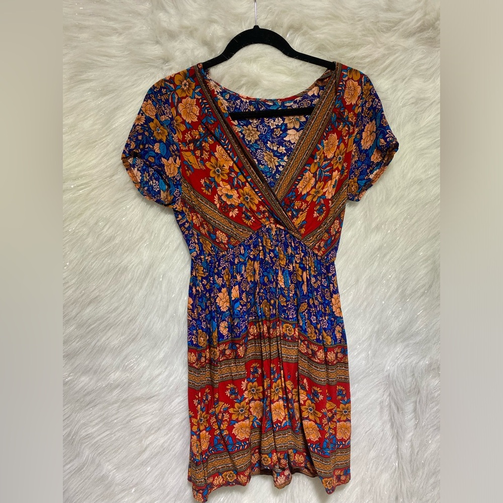 Boho floral festival mini dress